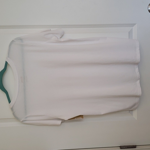 Michael Kors Women's White Short Sleeve Tee Gold Logo - Size XL - Picture 3 of 8